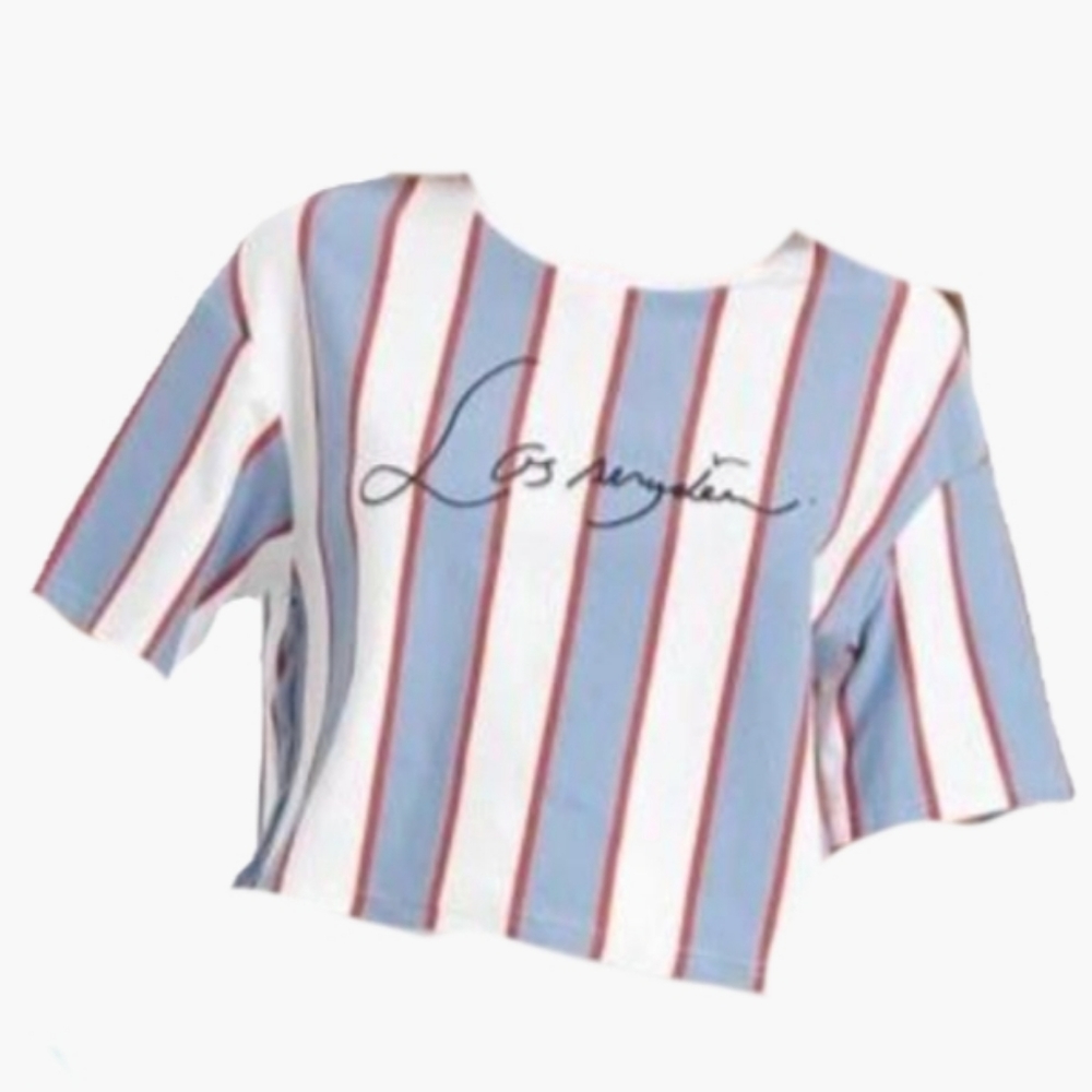 SHEIN Striped Letter Graphic Tee